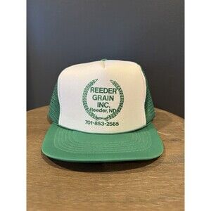 VTG NWOT Reeder Grain Inc North Dakota Green Mesh Trucker Hat Snapback Cap Farm